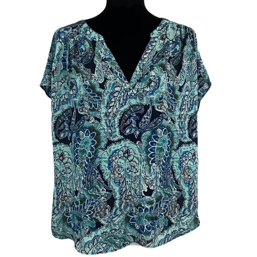 Banana Republic Paisley Print Cap Sleeve Blouse